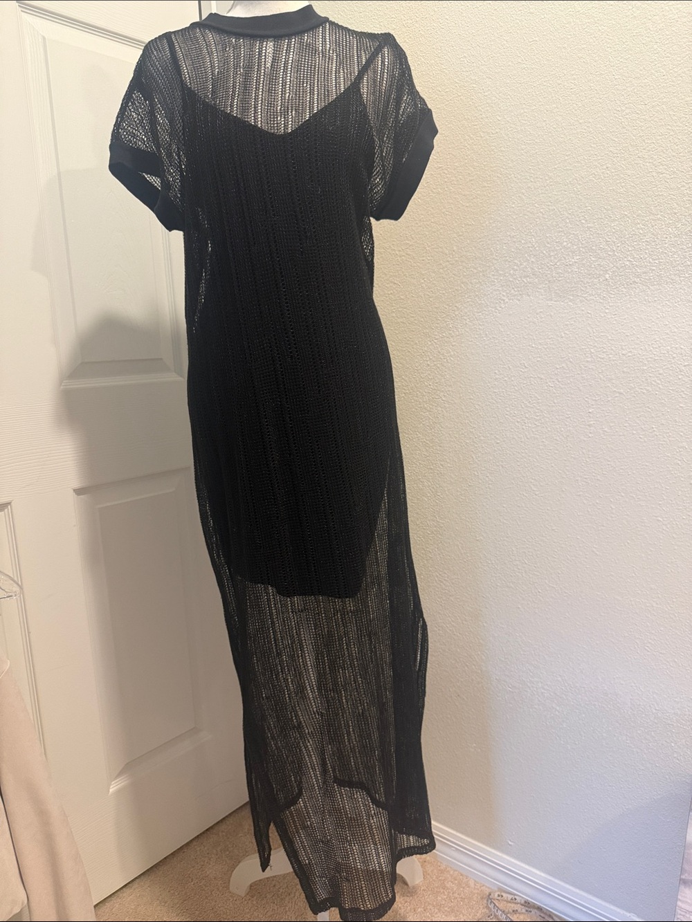 AllSaints Black Sheer Maxi Dress with Slip